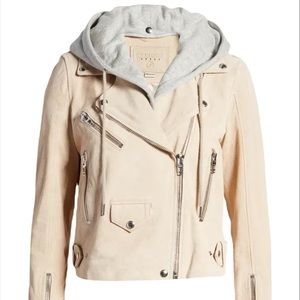 Blank NYC Suede hooded Leather Moto Jacket